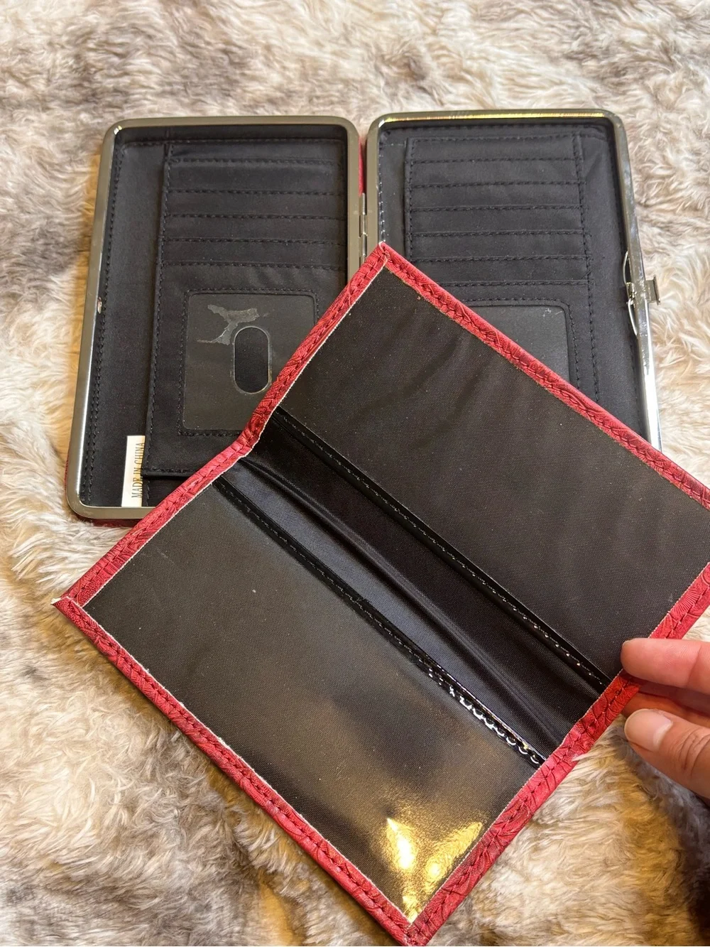 Red Tooled faux Leather Wallet Clutch - Women Bags